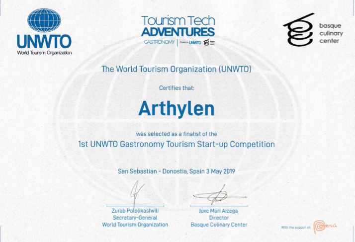 Arthylen finalista en la primera competición mundial de startups de turismo gastronómico